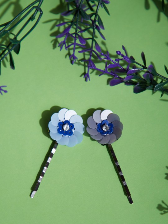 Set Of Two Blue Beaded Hairband