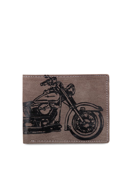 Men Brown Printed Two Fold Wallet