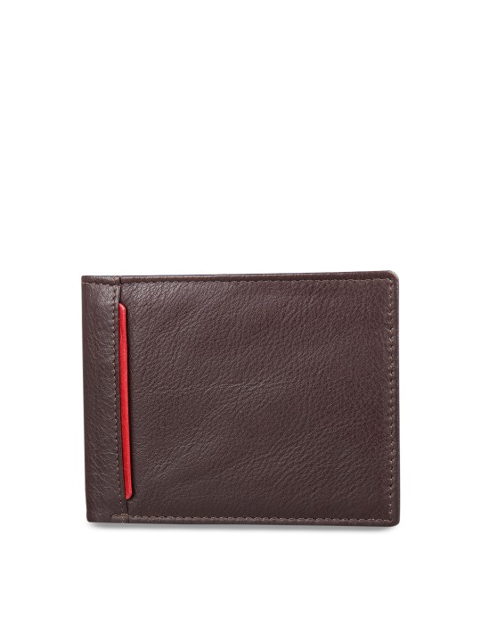 Men Brown Solid Two Fold Wallet
