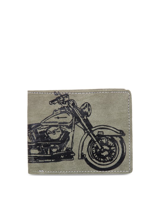 Men Green Printed Two Fold Wallet
