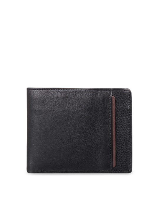 Men Black Solid Two Fold Wallet