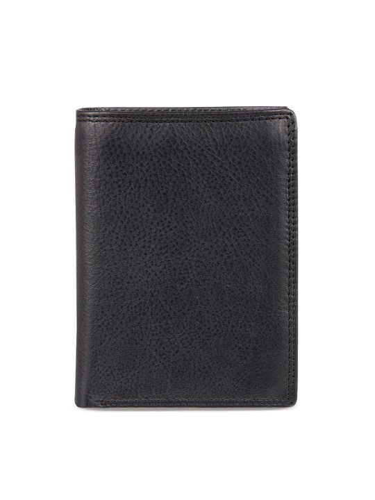 Men Black Solid Two Fold Wallet