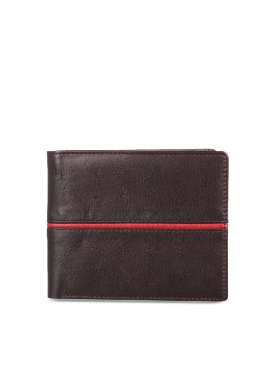 Men Brown Solid Two Fold Wallet