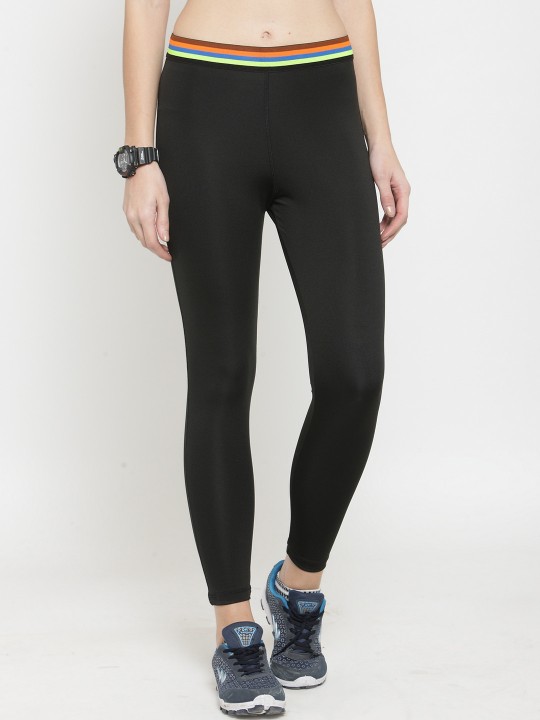 Women Black Solid Skinny-Fit Tights S