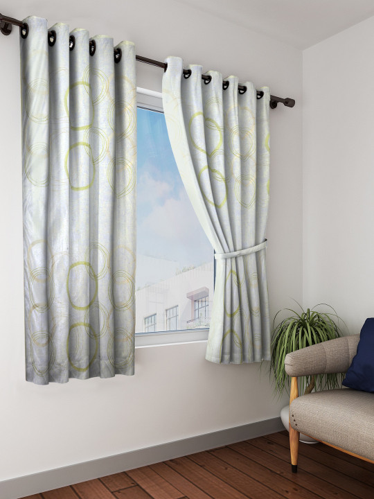 Lime Green Off White Set Of 2 Window Curtains Buy Online In