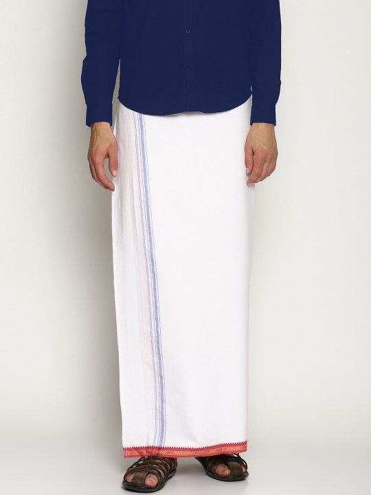 White Solid Readymade Dhoti