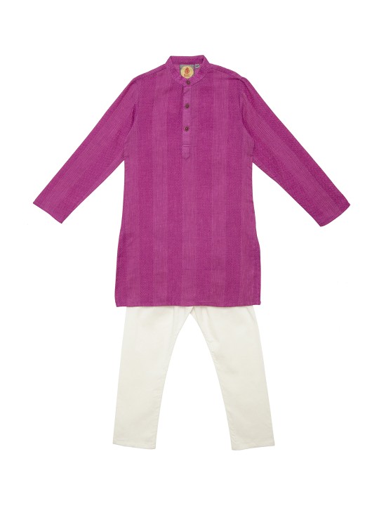 Boys Pink Printed Kurta with Pyjamas 2Y