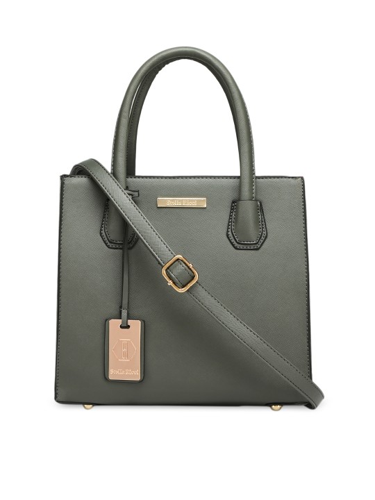 Grey Solid Handheld Bag