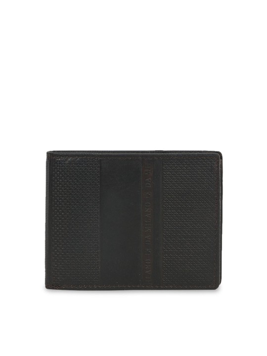 Men Brown Textured Two Fold Leather Wallet