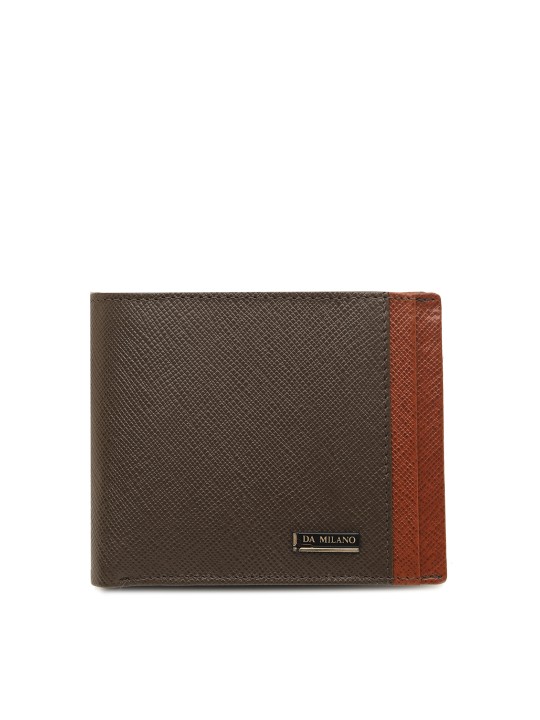 Men Brown Solid Two Fold Wallet