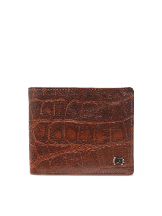 Men Brown Textured Two Fold Wallet