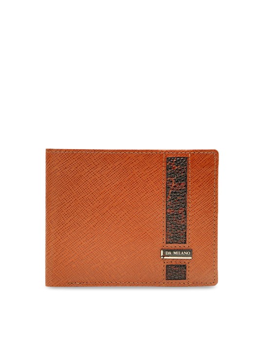 Men Brown Solid Two Fold Wallet