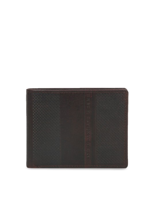 Men Brown Textured Two Fold Leather Wallet