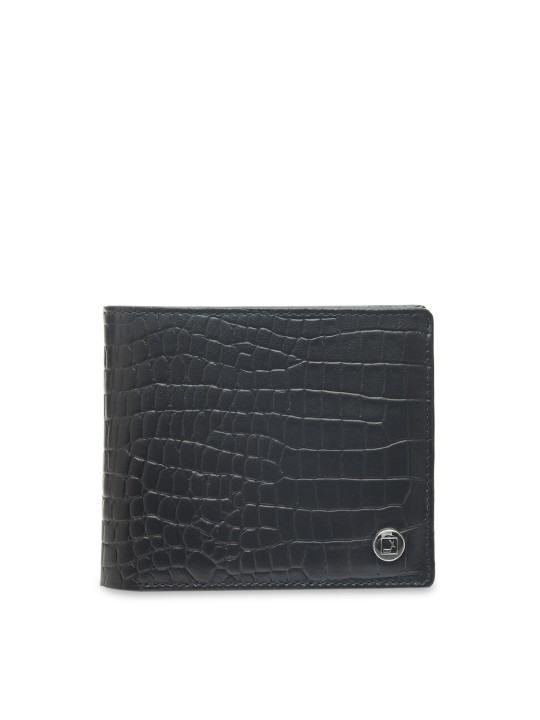 Men Black Textured Two Fold Wallet