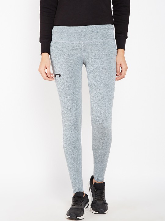 Women Grey Solid Tights S