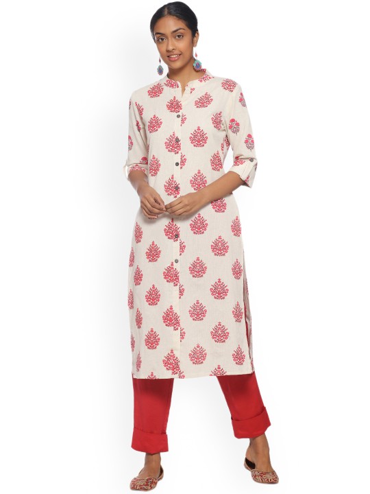Buy Women White Printed Straight Kurta 3XL Online at