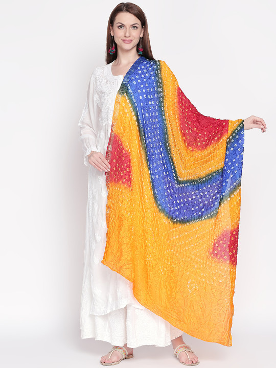 Dupatta Bazaar Yellow & Blue Dyed Dupatta