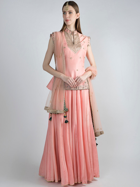 Pernia Pop-Up Shop Pink Ready to Wear Lehenga & Blouse with Dupatta