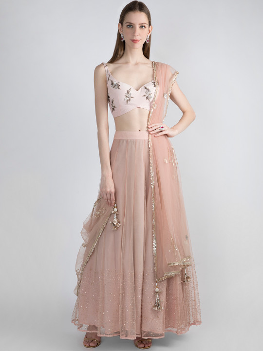 Pernia Pop-Up Shop By PRIYANKA SINGH Pink Ready to Wear Lehenga & Blouse with Dupatta