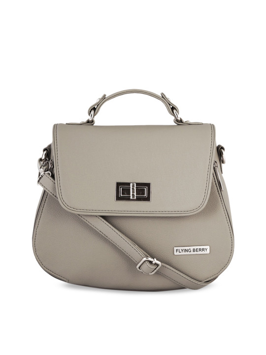 FLYING BERRY Grey Solid Handheld Bag