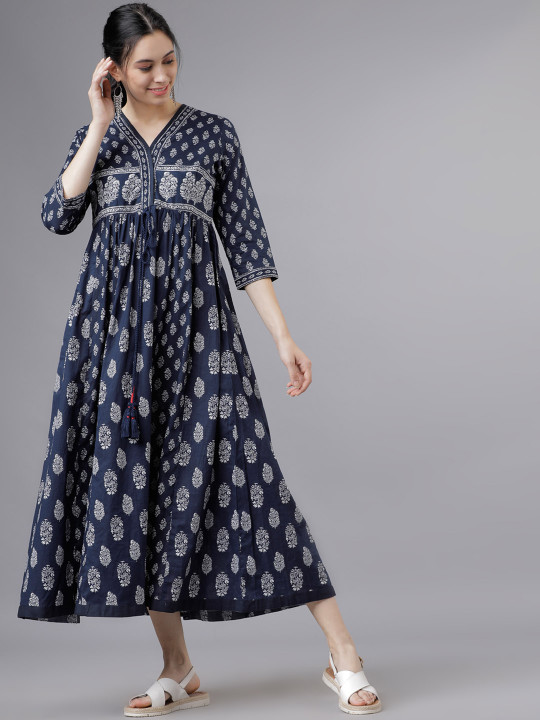 Women Navy Blue Empire Dress