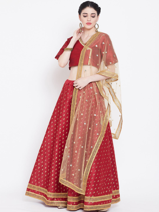 Maroon Ready to Wear Lehenga & Blouse with Dupatta