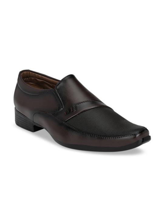 Sir Corbett Men Brown Textured Formal Slip-Ons
