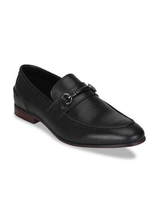 Red Tape Men Black Solid Leather Loafers