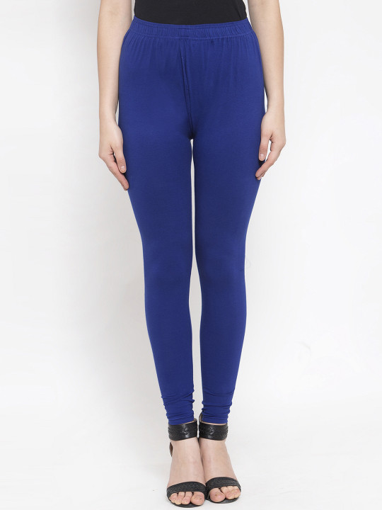 Women Blue Solid Churidar -Length Leggings
