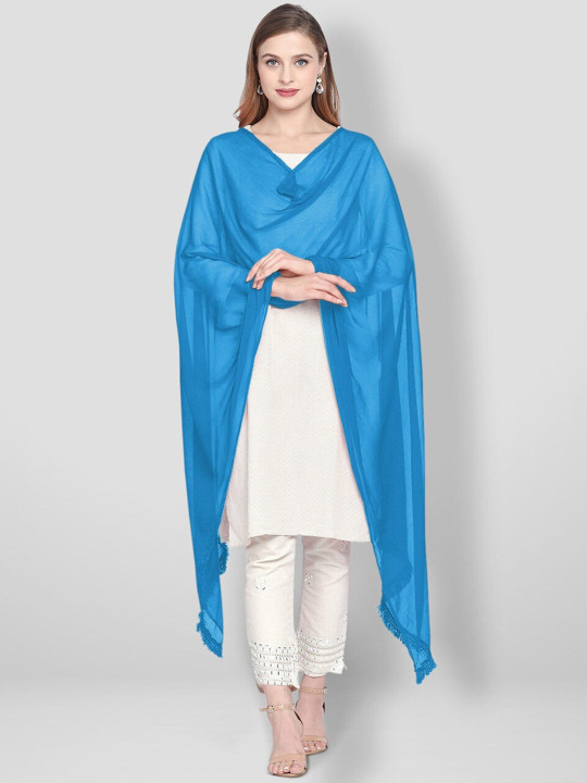 Dupatta Bazaar Turquoise Blue Solid Dupatta