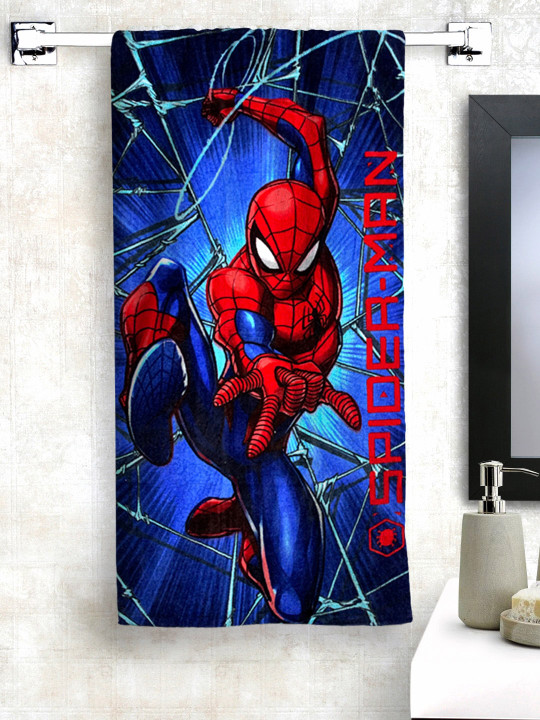 Athom Trendz Marvel Kids Blue & Red Avengers Printed 350 GSM Bath Towel