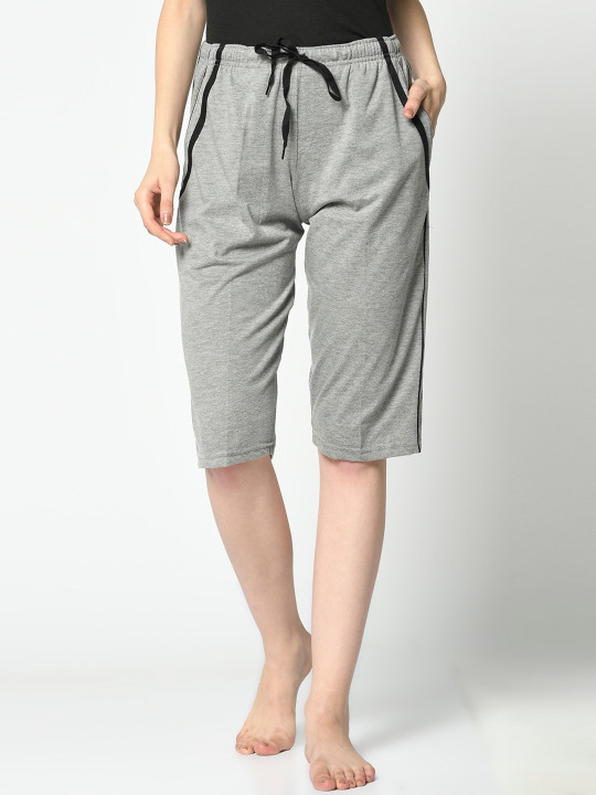 MACK JONNEY Women Grey Solid Lounge Shorts