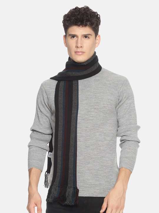 513 Men Grey & Blue Striped Muffler