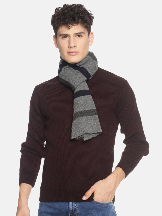 513 Men Grey Striped Muffler