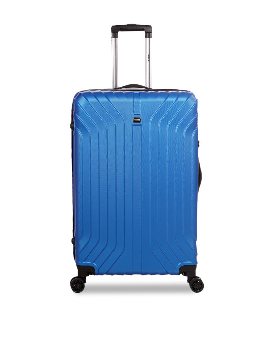 2 STRAP Blue 360-Degree Rotation Medium Trolley Suitcase