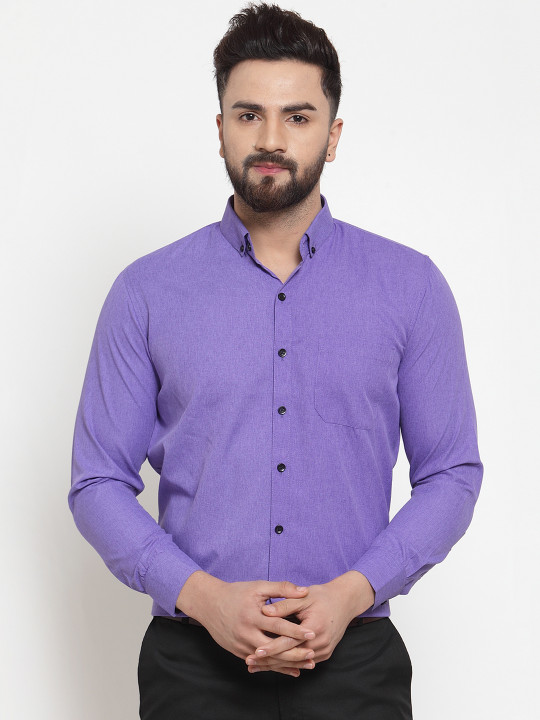 JAINISH Men Purple Classic Regular Fit Solid Formal Shirt
