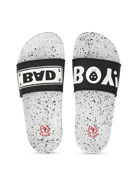 Prolific Men White & Black Self Design Sliders