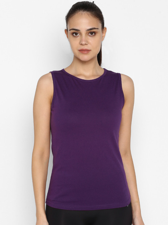 appulse Women Purple Solid Round Neck T-shirt