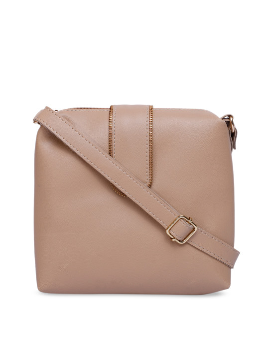 Bagsy Malone Women Beige Solid Sling Bag
