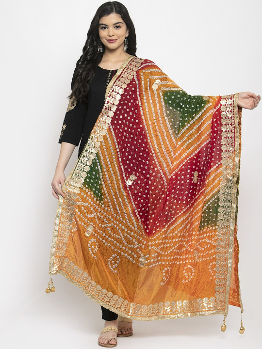 Clora Creation Multicoloured Bandhani Dupatta