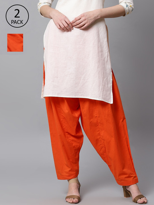 Women Pack Of 2 Solid Loose-Fit Salwars