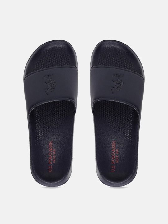 U.S. Polo Assn. Men Navy Blue Solid Sliders