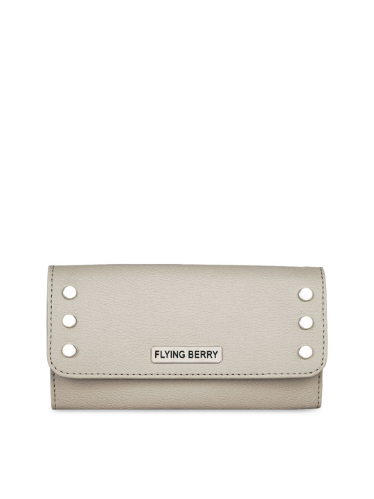 FLYING BERRY Women Grey Solid Purse Clutch