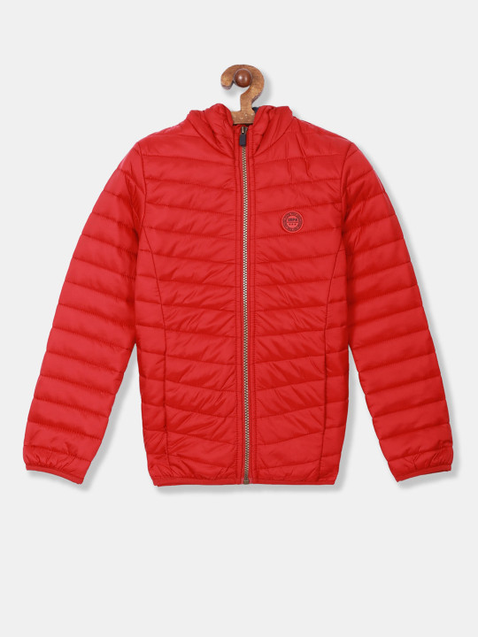 U.S. Polo Assn. Kids Boys Red Solid Puffer Jacket