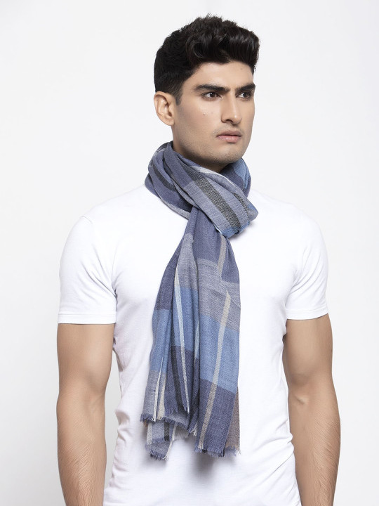 Calvadoss Men Blue & Grey Printed Sustainable Muffler