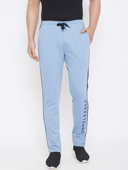 Adobe Men Blue Solid Straight-Fit Track Pants