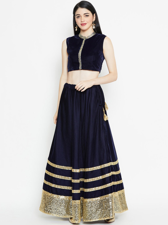 Navy Blue Ready to Wear Lehenga with Blouse