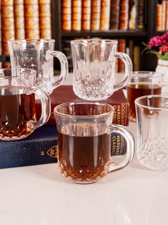 GOODHOMES Transparent 6 Pcs Solid Glass Cups Set