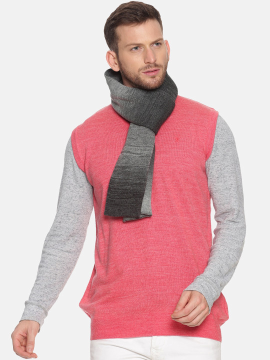 513 Men Black & Grey Woven Design Premium Quality Knitted Muffler