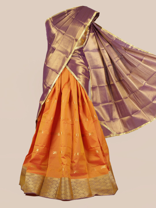 Violet Solid Traditional Half Saree Tissue Half Saree
